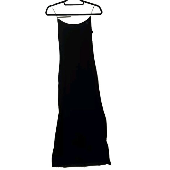Vintage Burnout Velvet Slip Dress Medium Maxi Black Y2k 90s Whimsigoth Goth - Picture 1 of 9